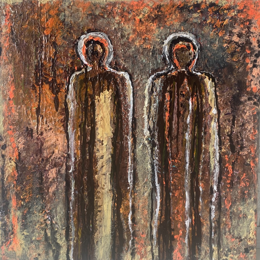 0. Maleri “Two people in Nature” 80x80 cm