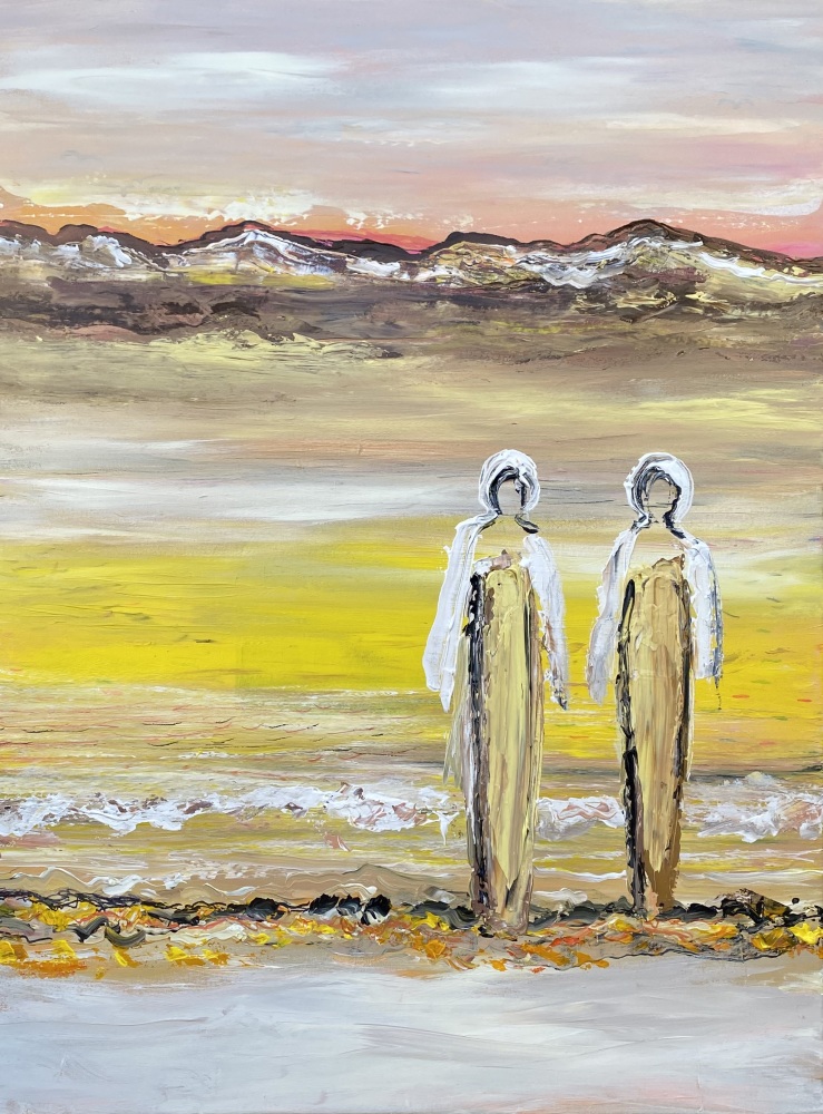 Gult Maleri “Golden days by the Sea” 60x80 cm