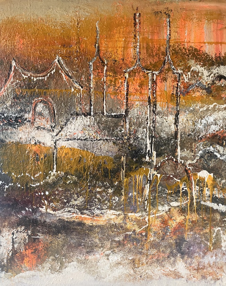 0 Rustikt maleri “Roskilde” 120x150 cm